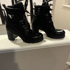 Prada Block Heel Combat Boot Size 7.5